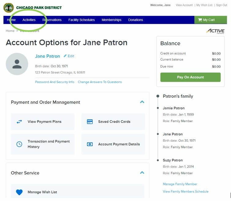 첥Ƶ account options for Jane Patron.
