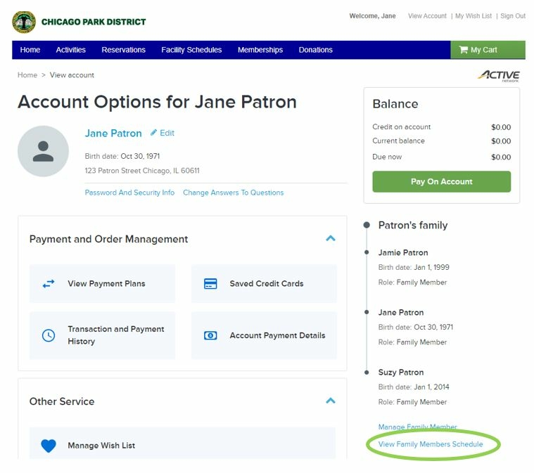 Jane Patron's 첥Ƶ account: View Family Members Schedule.