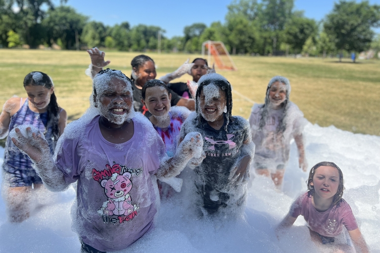 Kids playing in a foam pit.