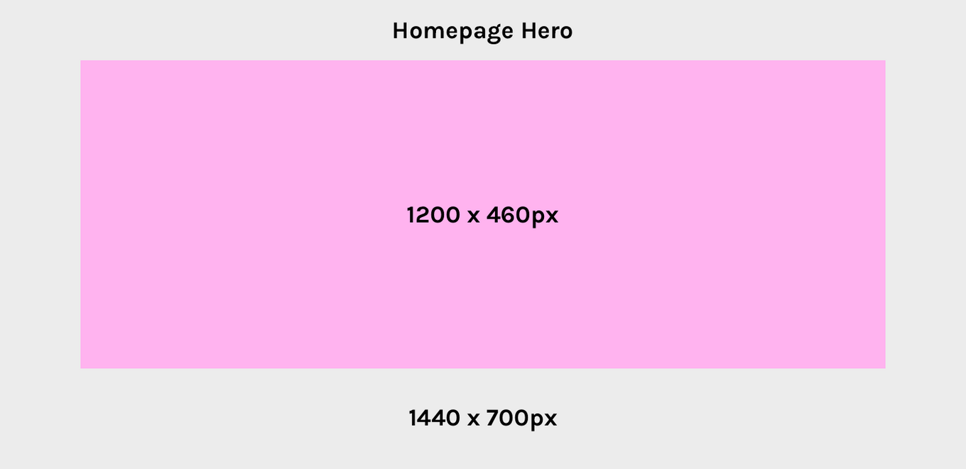 Homepage hero placeholder, pink graphic.