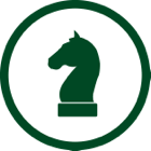Dark green knight chess piece icon.
