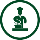 Chef cooking in a pot.
