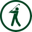Golfer swinging a club.

