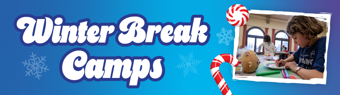 Winter Break Camps graphic with children crafting.