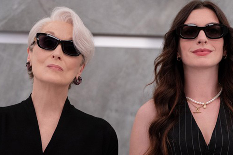 Photograph of Meryl Streep and Anne Hathaway wearing sunglasses, from The Devil Wears Prada.