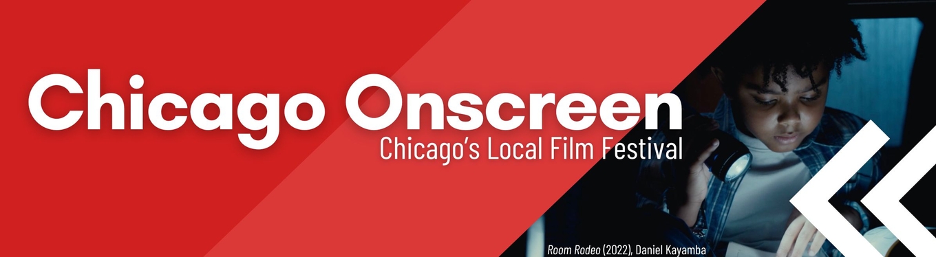 Chicago Onscreen film festival banner featuring a child holding a flashlight.