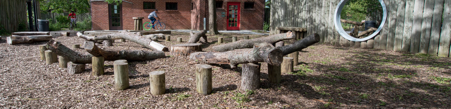 Nature Play Spaces.png Natural playground with log and stump obstacles.