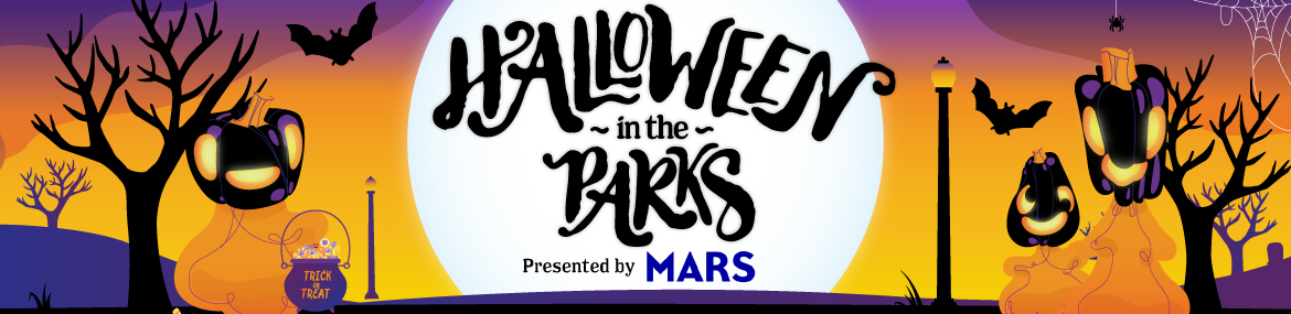 Graphic for Halloween in the Parks, presented by Mars.