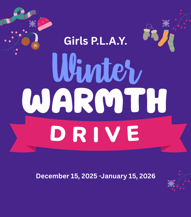Girls P.L.A.Y. Winter Warmth Drive graphic.