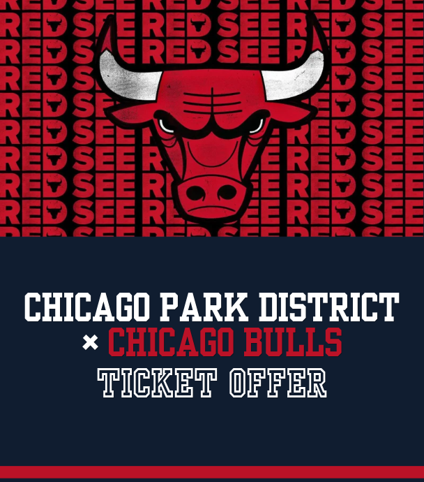 Chicago Bulls and Chicago Park District co-branded ticket offer graphic.