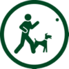 Person playing fetch with a dog.
