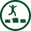 Figure jumping over tree stumps.

