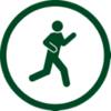 Running figure icon.
