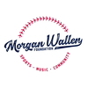 Morgan Wallen Foundation logo with baseball stitching, featuring sports, music, and community text.